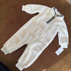 NWT Carter's Cream Sherpa Baby Boy Jumpsuit Bodysuit